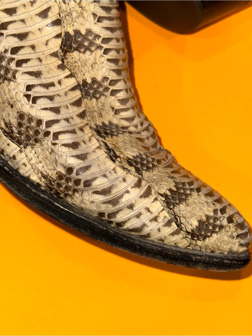Larry Mahan Boots Python Snakeskin Western Cowboy Boot Men’s 12 D White - Picture 3 of 10